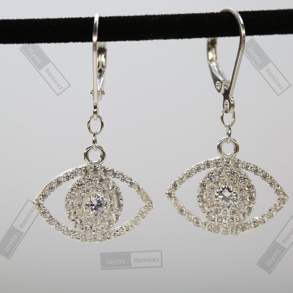 Lucky Eye Earrings in .925 Silver • Symbol of Protection and Good Fortune. - Picture 1 of 7